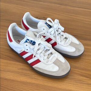 Adidas Samba White and Red Sneakers, Mens size 6